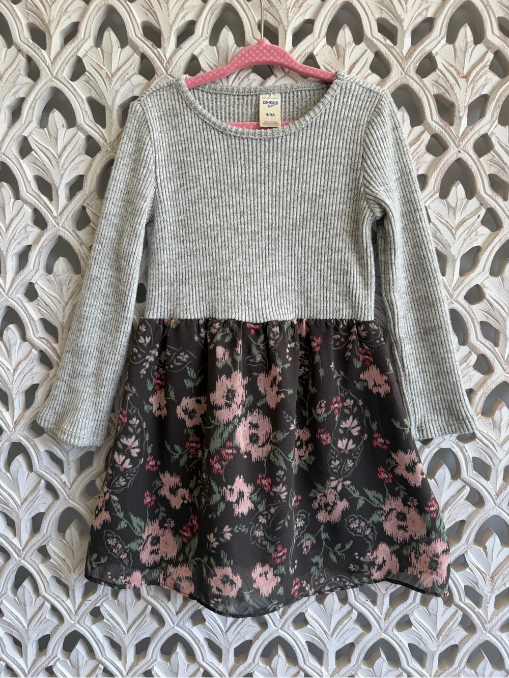 OshKosh Girls Sweater Floral Dress Size 4